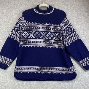 Vtg Eddie Bauer funnel neck sweater fair isle M fisherman quiet luxury preppy
